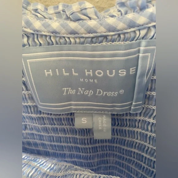 Hill House The Louisa Nap Dress Size S in Hydrangea Gingham Blue and white color